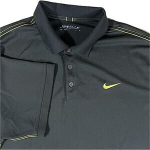 Nike Dri-FIT Dark Green Yellow Swoosh Performance Polo Short Sleeve Golf  Men M
